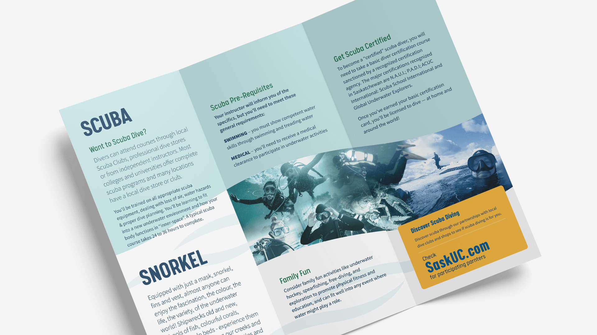 Saskatchewan Underwater Council, Print, Sask Underwater Council Trifold Brochure, Portfolio Image, 